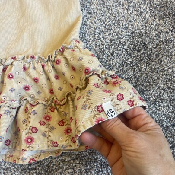 Oshkosh Girl’s 18 Months Sleeveless Corduroy Dress Ruffle Floral Hem - Picture 3 of 7